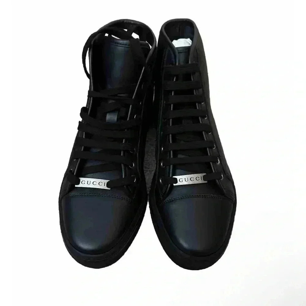 Gucci California Micro Black Leather High Top Size G6, US 6.5/7 - Picture 6 of 8